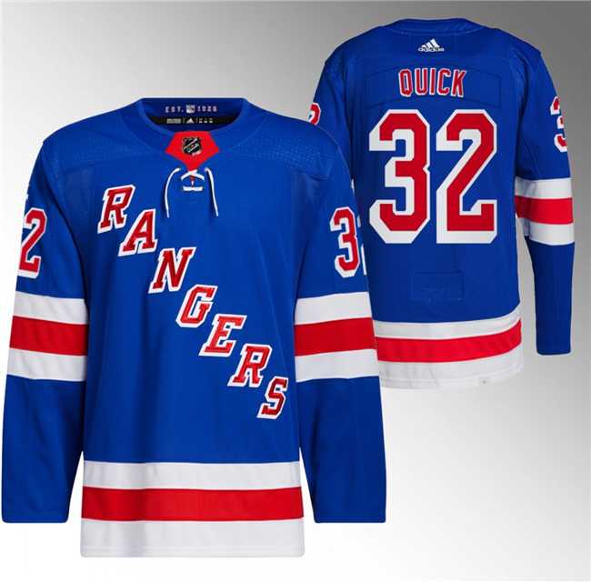 Mens New York Rangers #32 Jonathan Quick Royal Stitched Jersey->new york rangers->NHL Jersey